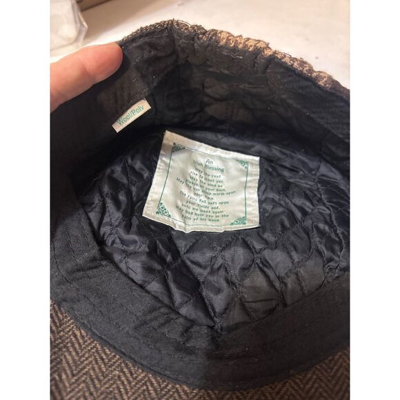 Vintage Ireland Patchwork Newsboy Hat With Irish Blessing Lining & Shamrock Embr - Picture 3 of 5